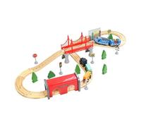 Chosertory Set Treno Elettrico con Carrozze E Binari per Bambini con Parti in Legno E Plastica per Costruire Percorsi Ferroviari Unici Adatto per Sviluppare La, 52 Pezzi