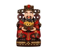 Chosertory Statua Dipinta in Ottone Del Prosperità con Barba Sorridente E Copricapo Elaborato per Portafortuna Ufficio Negozio Scaffale Tavolo, Lunghezza 16cm Larghezza 16cm Altezza 30cm