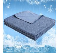 CHOSHOME Coperta Estiva Fresca 130X150CM Singolo Coperta Estiva Anti Statico Coperte Divano 2 in 1 Design Super Morbida con Ultima Auto Raffreddamento Tecnologia Coperte Divano Blu