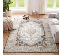 CHOSHOME Tappeto Soggiorno Classico Tappeti Soggiorno Tappeti Camera da Letto Tappeti Vintage Salotto Grandi Dimensioni Tappeto Pelo Corto Orientale Tappeto Stile Antiscivolo Marrone 120X170CM