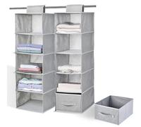 Chostky 2 organizer da appendere con 2 cassetti rimovibili, 5 scaffali da appendere, appendiabiti da appendere per vestiti, organizer per guardaroba, scaffali