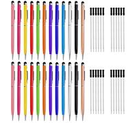 Chostky 24 penne stilo per touch screen 2 in 1 con 24 ricariche di ricambio in metallo, penna capacitiva, inchiostro nero per touch screen e scrittura giornaliera