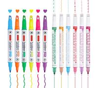 Chostky Evidenziatore con due teste, 6 matite curve, matite fluorescenti e 6 pennarelli trasparenti per la pianificazione del diario, penne a forma di curva e punta fine da colorare Art Supplies
