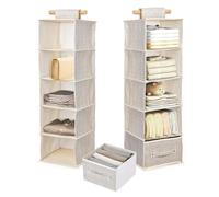 Chostky Organizer da Appendere Con 2 Cassetti Rimovibili, 5 Scaffali, per Vestiti e Armadio (Beige)