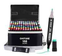 CHOTUNE Marcatore 168 Colori,Pennarelli Doppia Punta,Il Nuovissimo Set Di Pennarelli per Alcol con Pennino Fine e Pennino a Pennello,Marker Pen con Base,per Fumetti