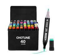 CHOTUNE Marcatore 40 Colori,Pennarelli Doppia Punta,Il Nuovissimo Set Di Pennarelli per Alcol con Pennino Fine e Pennino a Pennello,Marker Pen con Base,per Fumetti