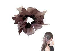 Chouchous à nœud papillon style coréen, élastiques pour cheveux femme, accessoires de mode pour le quotidien, les soirées et les trajets (Purple Coffee)