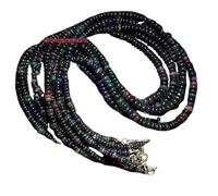 Chouhan Gems Collana con opale etiope nero, in argento sterling 925, collana con perle opali multi flash di welo, 2-6 mm, 45,7 cm, gemma, opale, gioiello opale
