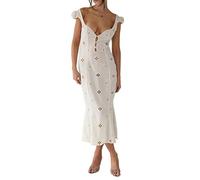 CHOUX Mini abito da donna con scollo a V slim fit a vita alta una linea abito da cami carino breve prendisole B