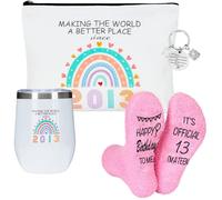 Chovbe Set regalo per il 13° compleanno per ragazze, borsa per il trucco, bicchiere isolato, portachiavi e calzini, regalo di compleanno per ragazze di 13 anni nate nel 2013