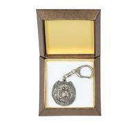 Chow - Argento Placcato Portachiavi Con Uno Cane, Scatola Art Dog