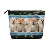 Chow-Chow Cani Carini Cinque Cuccioli, Borsa per cosmetici in lino sintetico Borsa per trucco Borsa da viaggio portatile