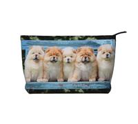 Chow-Chow Cani Carini Cinque Cuccioli, Borsa per cosmetici in velluto a coste Borsa per il trucco Borsa da viaggio portatile