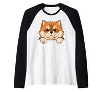 Chow Chow Chow Sbirciando Cucciolo Divertente Chow Chow Amante dei Cani Maglia con Maniche Raglan