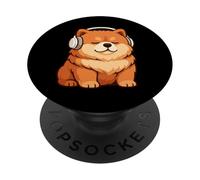 Chow Chow Dog indossa cuffie - divertente cane mamma papà PopSockets PopGrip Adesivo