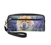 Chow-Chow dolce soffice cani marroni viola selvatici, Borsa per il trucco Borsa per cosmetici Borsa da viaggio portatile da toilette Astuccio in pelle per donne e ragazze