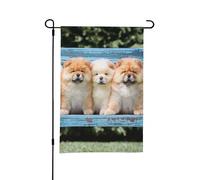 Chow-Chow, simpatici cani, cinque cuccioli, bandiera estiva da giardino, 12x18 pollici, doppia faccia, per esterni