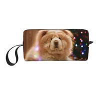 Chow Chow White Fluffy Cani Animali domestici Cani Natale, Borsa per il trucco Borsa per cosmetici Borsa da toilette da viaggio portatile Borsa per trucco Organizer