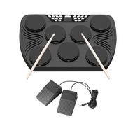 CHOYUE Batteria elettronica portatile multifunzione Set 7 pad sensibili alla velocità Tamburo da tavolo 2 altoparlanti integrati Stereo ricaricabile Supporto per pad del tamburo per esercitazione Funz