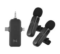 CHOYUE microfonico wireless Doppio microfono Riduzione del rumore Chip DSP integrato Trasmissione wireless a 2,4 GHz Microfono con clip per collare professionale per telefoni Computer