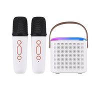CHOYUE Mini macchina per karaoke Microfono portatile e set di casse audio Home KTV Altoparlante BT con 2 microfoni Altoparlante wireless per la casa all'aperto Casella vocale ricaricabile e microfono