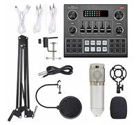 CHOYUE Scheda audio live V9 multifunzionale e kit microfono a sospensione BM800 Set di microfoni a condensatore per registrazione broadcast Scheda audio live webcast intelligente per computer e cellul