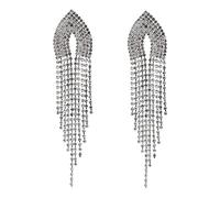 Chran Orecchini lunghi pendenti a lampadario con strass scintillanti per donne gioielli da sposa, Rame, cristallo