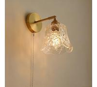 Chrasy E27 Applique da Parete Vintage con Catenella Braccio Ottone e Paralume Vetro Classico Dimmerabile per Camera Letto, Bagno, Corridoio, Soggiorno, Cucina