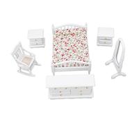 Chrees 6 pz/set casa delle bambole camera da letto mobili scala 1:12 miniatura squisito fai da te simulazione accessori casa delle bambole in legno