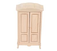 Chrees Armadio in Miniatura per Casa delle Bambole, Armadio per Casa delle Bambole in Legno in Scala 1/12 con Doppia Porta, per Mobili per delle Camera da Letto Soggi
