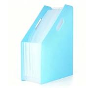 Chrees Cartella Portadocumenti in Plastica A4 con 24 Tasche (Blu verticale) | Plastica Resistente All'usura, 24 Scomparti, Ufficio, Scuola, Casa, Compatibile con Portadocumenti A4, Design Sottile