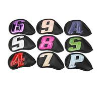 Chrees Copritesta in Ferro Club da 9 Pezzi, Tessuto Impermeabile in PU con Fodera Morbida e Spessa per Ferri da Stiro 4 5 6 7 8 9 P S A