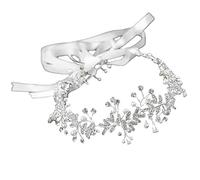 Chrees Fascia per Capelli da Sposa con Fiori di, Copricapo da Sposa Fatto a Mano con Lucenti e Design Curvo, per la, la Damigella D'onore, le Occasioni Speciali (Argento)