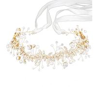 Chrees Fascia per Capelli da Sposa con Fiori di, Copricapo da Sposa Fatto a Mano con Lucenti e Design Curvo, per la, la Damigella D'onore, le Occasioni Speciali (Oro)