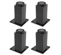 Chrees Gambe regolabili in lega di alluminio per un forte supporto con altezza massima di 1,5 cm, 4 pezzi, per accessori per mobili (base quadrata 100 mm, nero)
