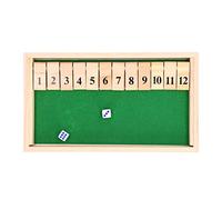 Chrees Gioco da Tavolo con Dadi, Tessere Numeriche da 12 Pezzi con Testo di Punizione per Divertenti Giochi di società, Giocattolo Portatile con Tessere Ribaltabili in Legno per B