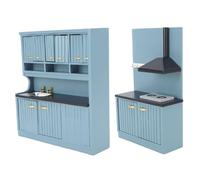 Chrees Kit di Mobili da Cucina per Casa delle Bambole, Set di Mobili da Cucina in Legno in Miniatura in Scala 1:12 con Mobile Pensile per Fornello a Gas Lavello, per la Decorazion