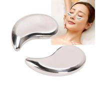 Chrees Maschera per occhi in acciaio inox, a forma di luna, impacchi refrigeranti indistruttibili sotto gli occhi per impacchi caldi e freddi