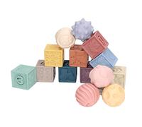 Chrees Pietre da costruzione in silicone per un uso più sicuro, 15 pezzi, blocchi di apprendimento sensoriali per bambini con animale, numeri per bambini a partire da 6 mesi, quadrati e rotondi, BPA