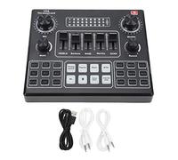 Chrees Scheda audio dal vivo, mixer stereo professionale a doppio canale Bluetooth con effetto cambia voce e 12 toni elettronici, per live streaming cellulare, PC, laptop