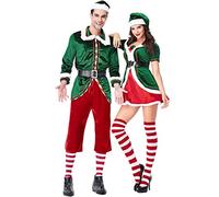 Chrees Set Costume da Elfo Natalizio per Uomo e Donna, con Cintura e Kit di Vestiti per Feste di Coppia (4)