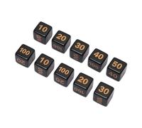 Chrees Set di 10 dadi da gioco in plastica, ad angolo retto, 6 lati, numeri, per game, desktop, educazione, colore nero