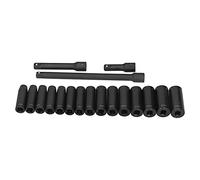 Chrees Set di Bussole a Impatto Profondo con Trasmissione Metrica Durevoli per Trapano Elettrico Set di Bussole a Impatto a 6 Punti da 18 Pezzi 10mm-24mm