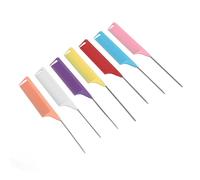 Chrees Set di pettine a coda di topo di precisione con denti sottili, 7 colori, per parrucchiere, pettine a spiedini in acciaio inox, pettine resistente al calore, perfetto per professionisti dello