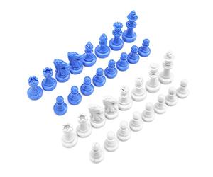 Chrees Set di Pezzi degli Scacchi in Plastica da 32 Pezzi, Scacchi Internazionali Blu e Bianchi con Design Leggero Cavo per L'uso Nella Caffetteria della Scuola Domestica