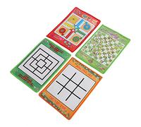 Chrees Set di Scacchi 4 in 1 per Bambini, Gioco da Tavolo Pieghevole in Tessuto Non Tessuto Morbido con Serpenti e Scale, Ludo, Nove Uomini, Morris, per Famiglie, Interni, Esterni