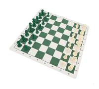 Chrees Set di Scacchi Internazionali, Scacchiera Portatile in PU di Dimensioni Standard con Pezzi in Plastica Resistente, Design Classico per Bambini e Adulti, Viaggi a Casa