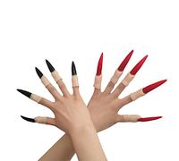Chrees Set di Unghie Finte da Strega Realistiche e Inquietanti, Accessorio per Costume in Gomma per Halloween Horror, con Design Realistico per Trucchi da Festa (A)