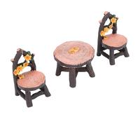 Chrees Set Tavolo e Sedie Decorativi in resina in Miniatura per la Decorazione di Giardini Interni Ed Esterni, Ornamento Realistico