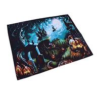 Chrees Sfondo di Halloween, Horror Luna Notte Spaventoso Cimitero Zucca Lanterna Decor con Tessuto in Poliestere per la Decorazione della Parete del Soggiorno della Camera da Letto (230 * 180 cm)